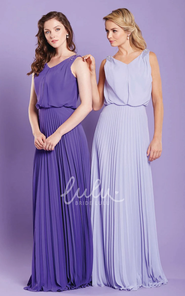 Beaded Chiffon Bridesmaid Dress with Pleats Classy Bridesmaid Dress 2024