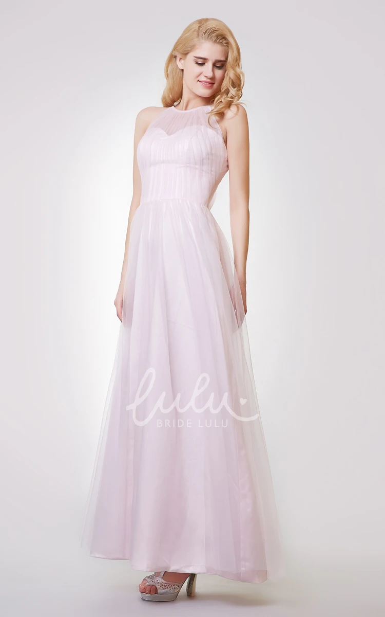 Pleated Tulle Prom Dress with A-line Silhouette