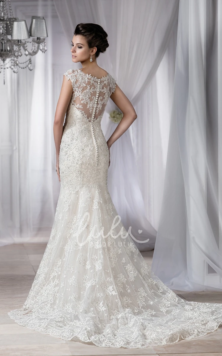 Crystal Detail Cap-Sleeve Mermaid Bridal Gown