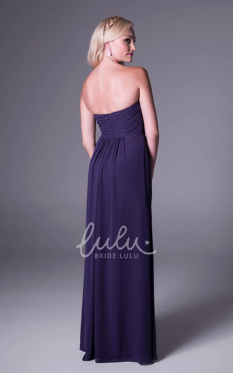 Sleeveless Ruched Chiffon Bridesmaid Dress with Beading Sweetheart Flowy Dress