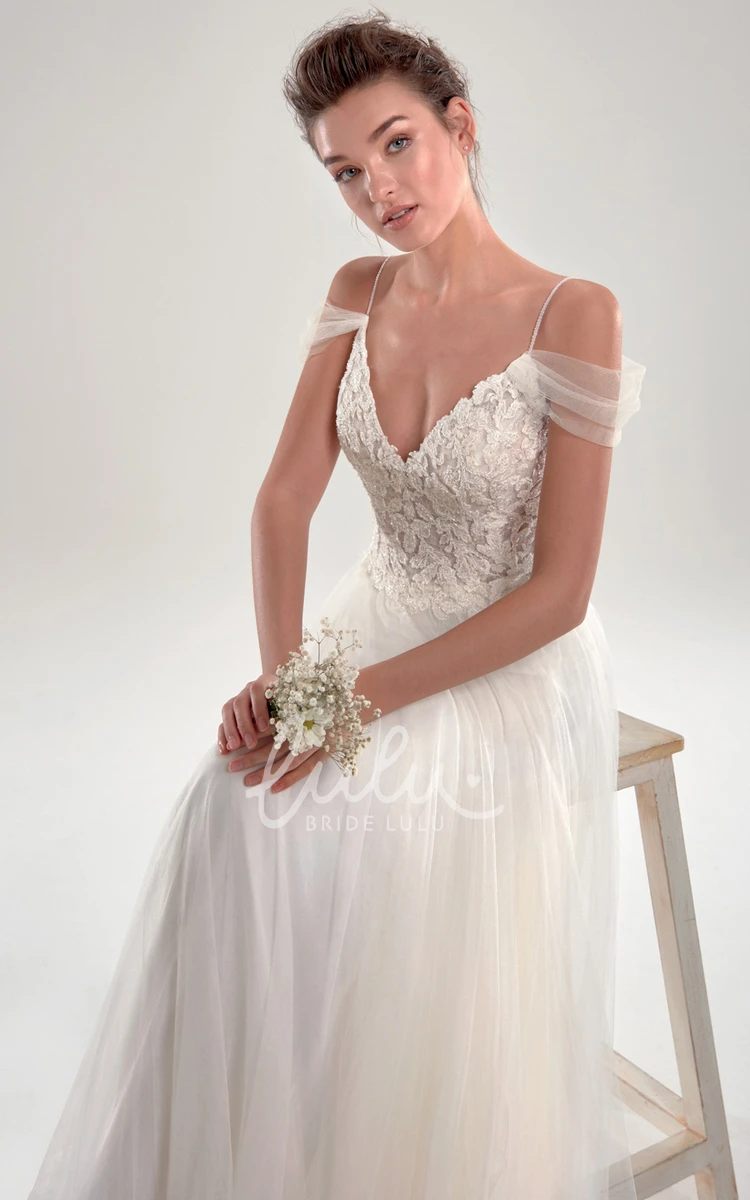 Off The Shoulder Lace and Tulle Bridal Gown Ethereal