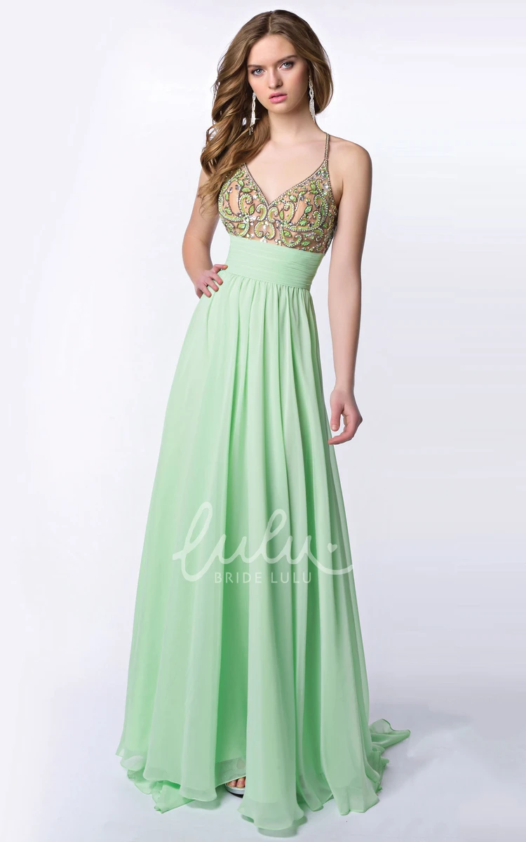 Chiffon A-Line Homecoming Dress with V-Neck Pleats and Cross Straps Elegant 2024 Women's Dress