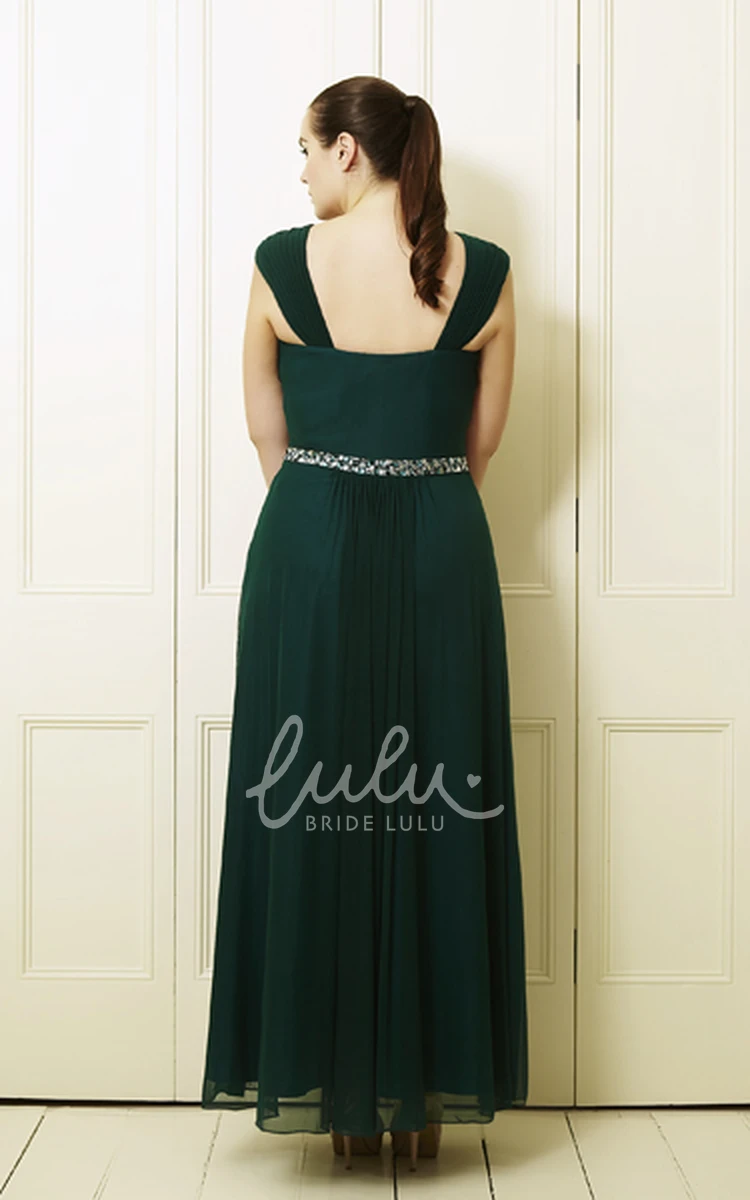 Queen-Anne Sleeveless Chiffon Prom Dress with Ruching and Knee-Length