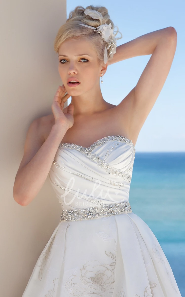 Sweetheart Satin A-Line Wedding Dress with Beading and Waist Jewelry