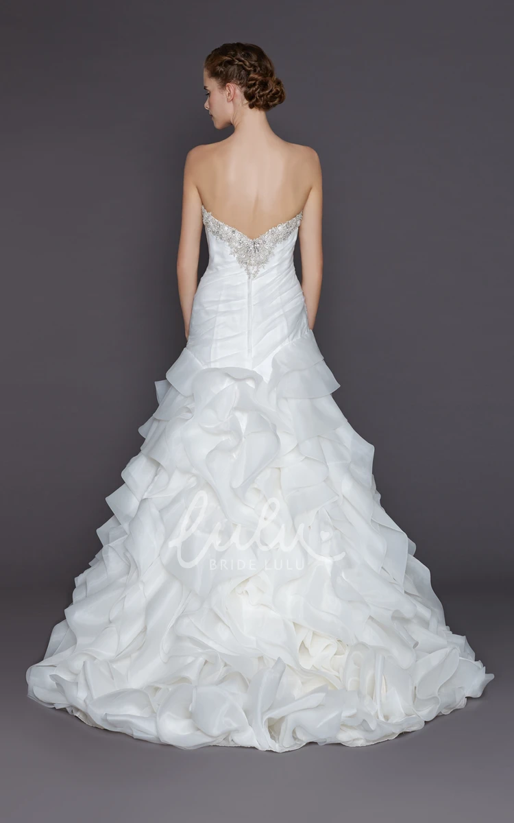 Organza A-Line Wedding Dress Sweetheart Style with Ruffles and Ruching
