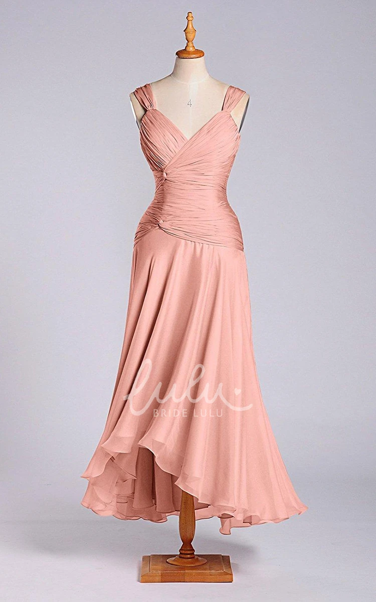 A-line Chiffon Dress with Ruched Bodice Simple Country Bridesmaid Dress