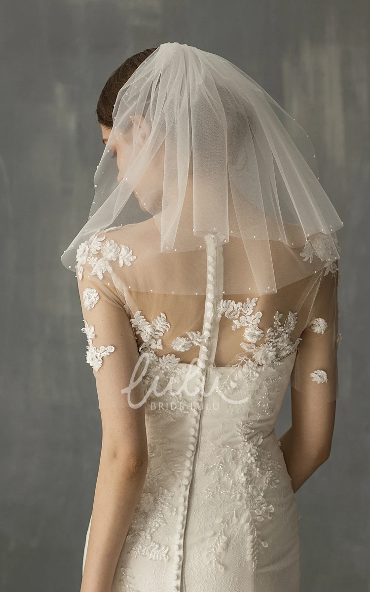 Two Tier Soft Beaded Shoulder Veil