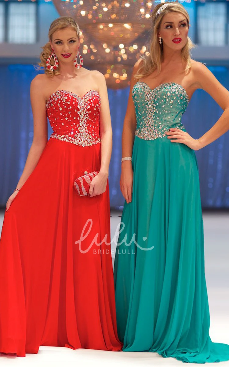 Maxi Chiffon Prom Dress with Pleats Sleeveless A-Line Dress with Beaded Details
