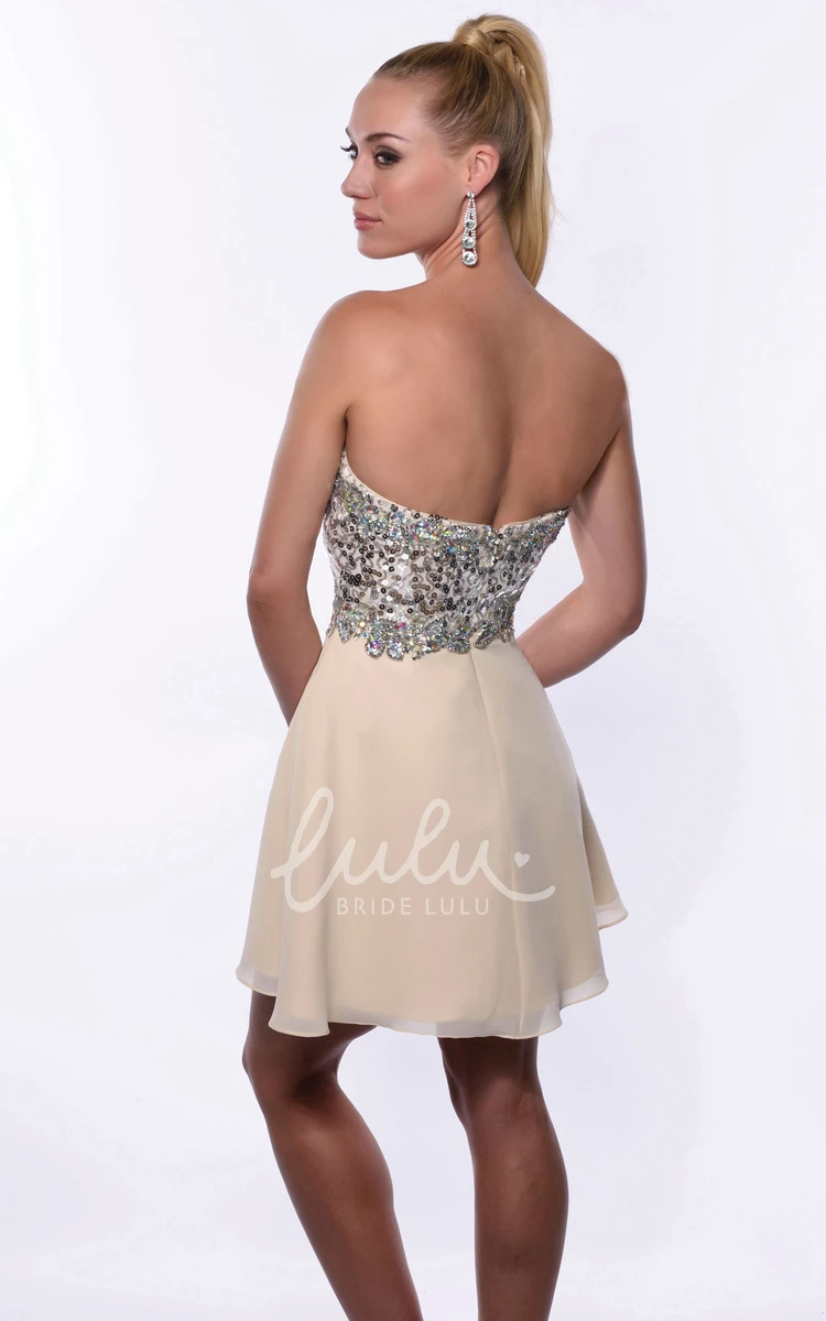 Chiffon Short A-Line Sweetheart Homecoming Dress with Bling Corset and Pleats Modern Party Dress