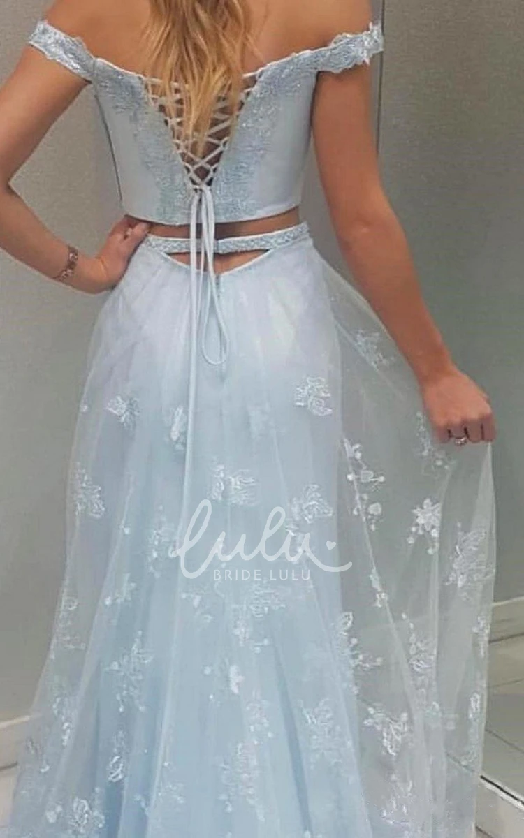 Two Piece Ethereal Sleeveless Satin Tulle Prom Dress with Beading Prom Dress