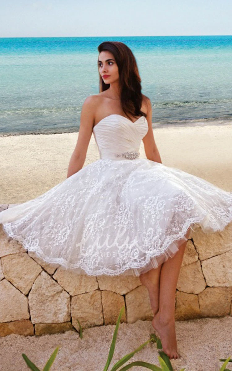 Midi Beach Wedding Dress with Sash Princess Style & Beachy