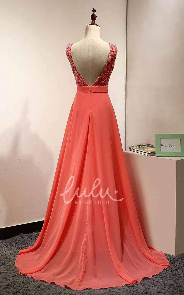 Coral Lace Applique Maxi Dress for Casual Occasions