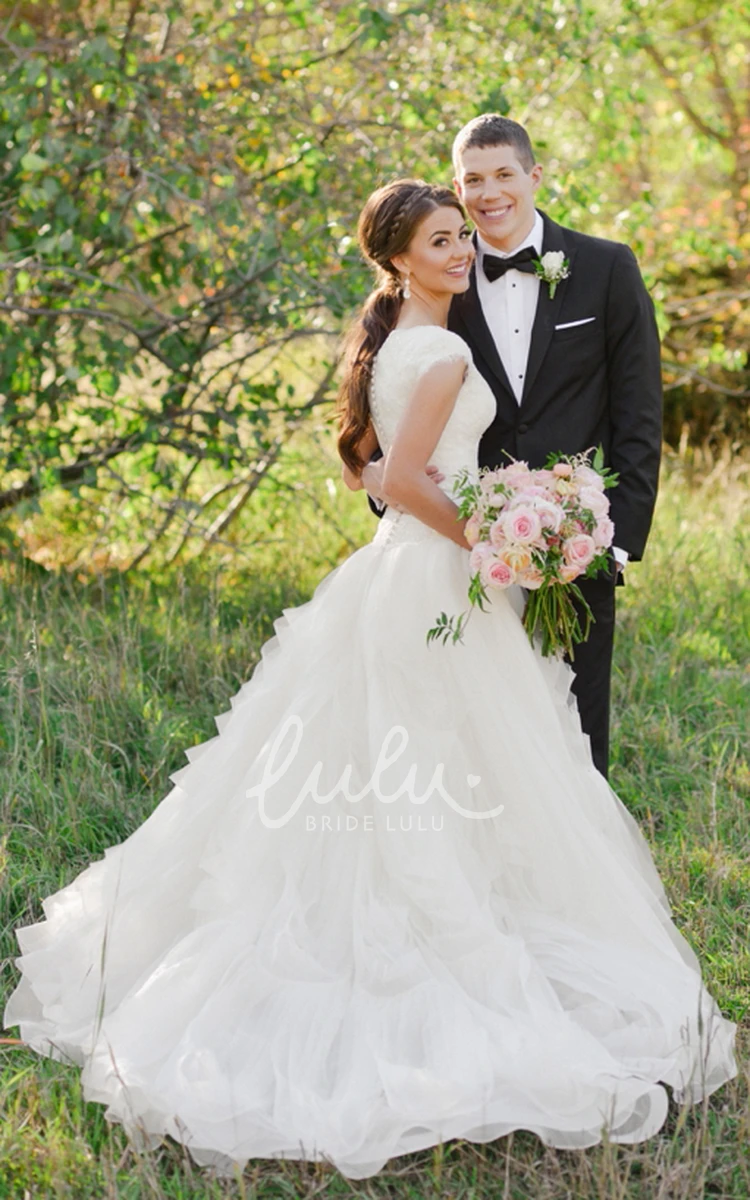 Queen Anne Lace A-Line Wedding Dress with Organza Skirt