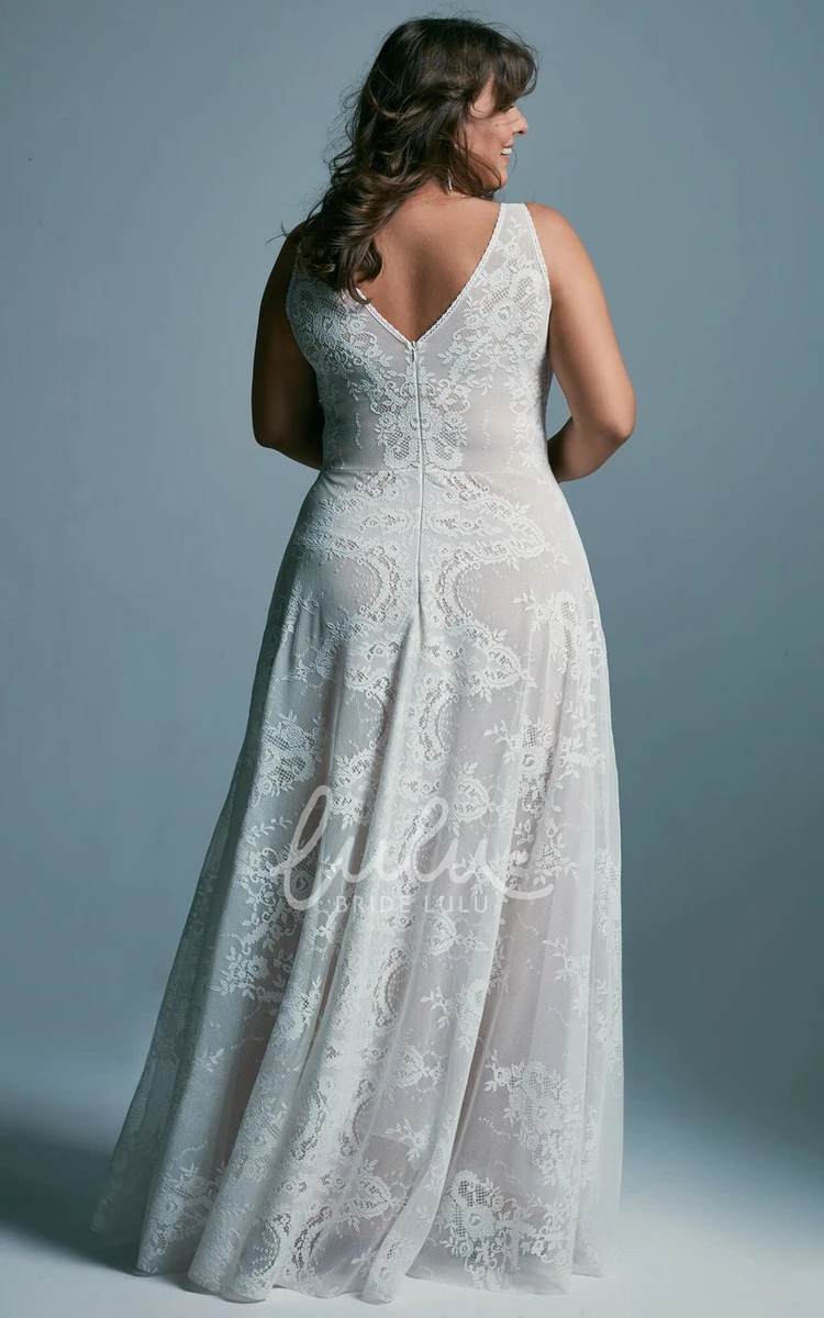 Plus Size Lace A-Line Wedding Dress with Ruching Ethereal