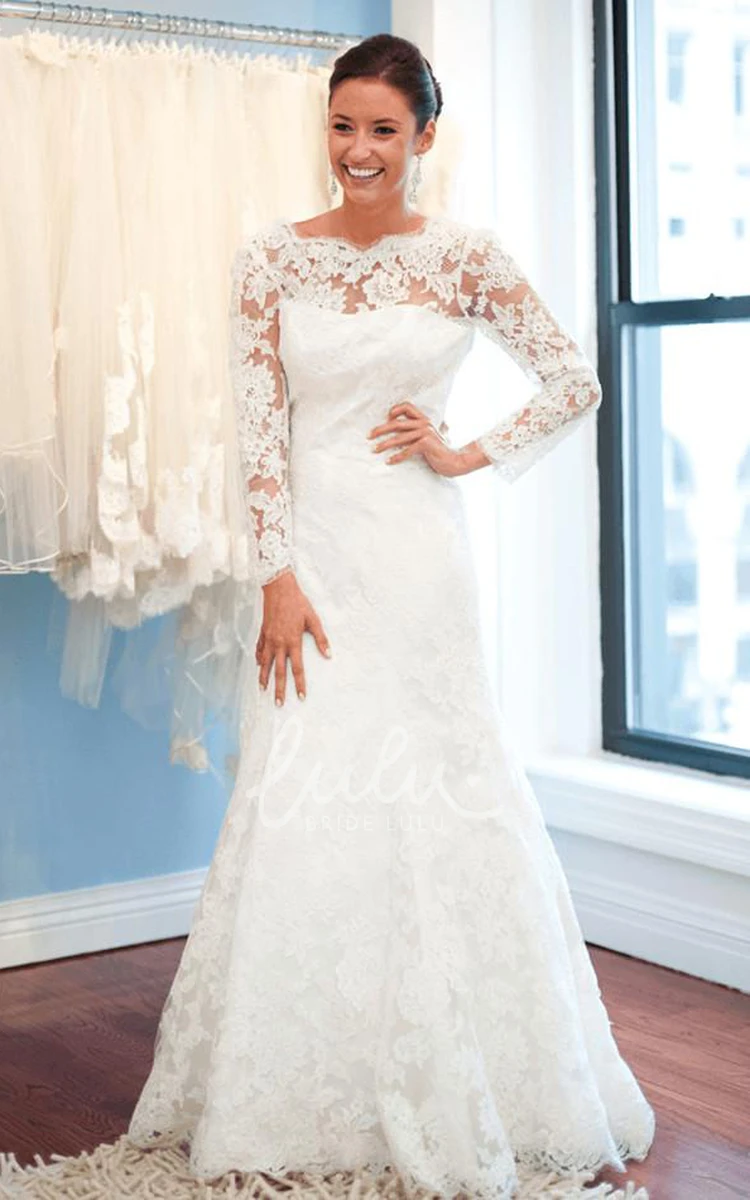 Elegant White Lace Wedding Dress with Long Sleeves Modern & Chic