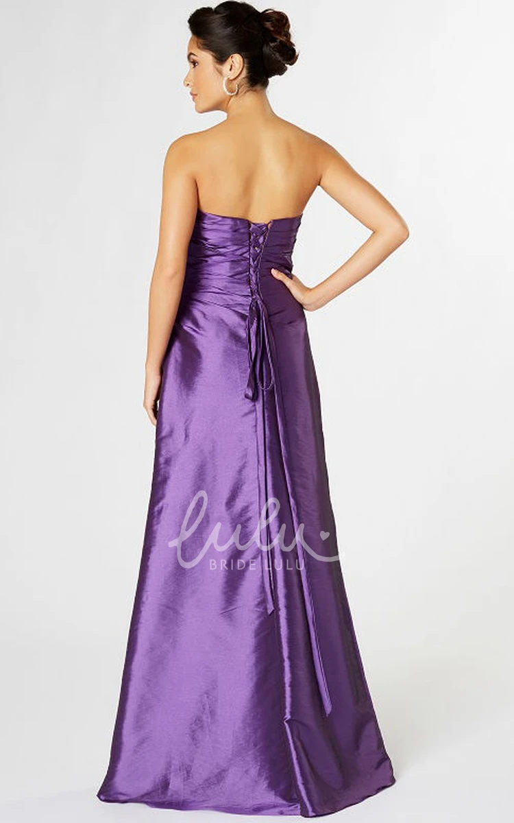 Satin Strapless Bridesmaid Dress Beaded Ruched & Corset Back