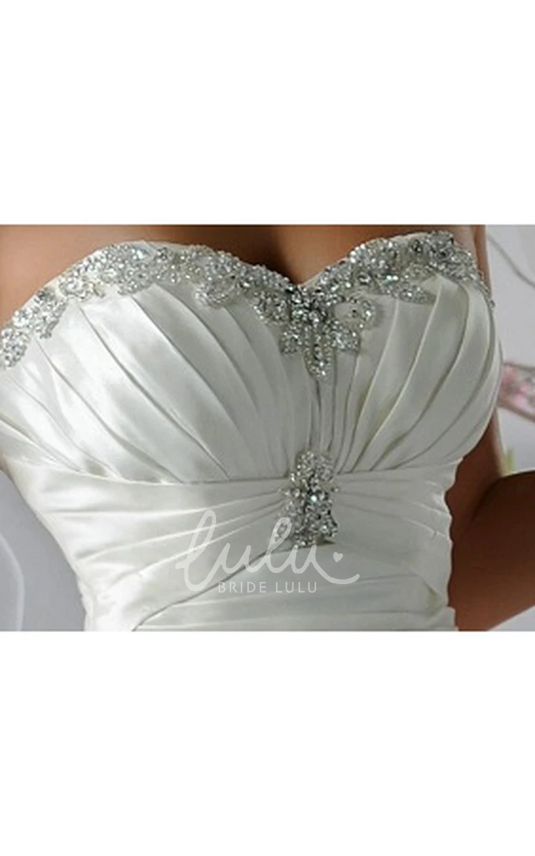 Ruched Taffeta Bridal Gown with Sweetheart Crystal Embellishments
