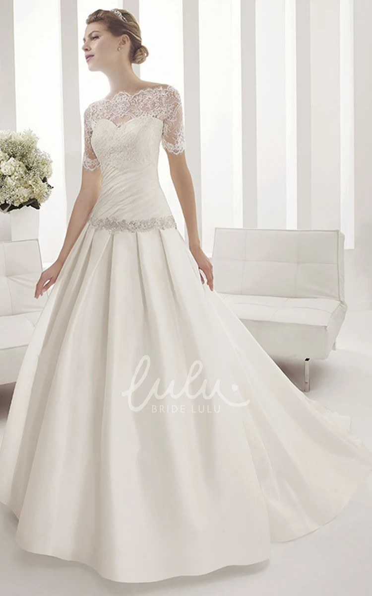 Taffeta Ball Gown with Sweetheart Neckline and Removable Half Sleeves