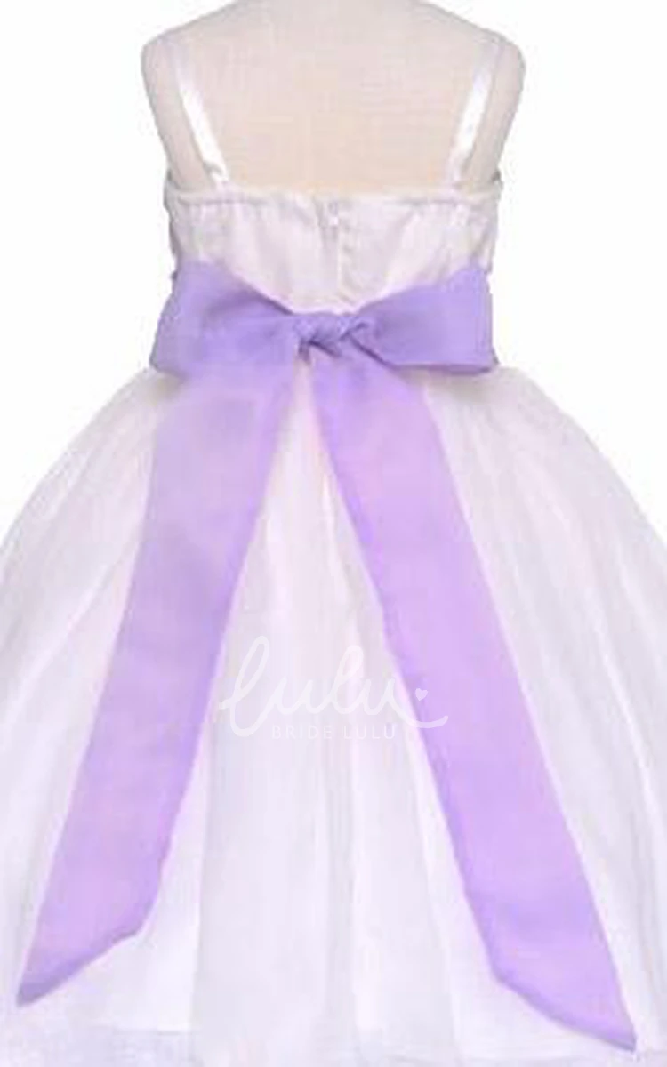Pleated Chiffon&Sequins Flower Girl Dress With Tiers Spaghetti Pleated Chiffon&Sequins Flower Girl Dress