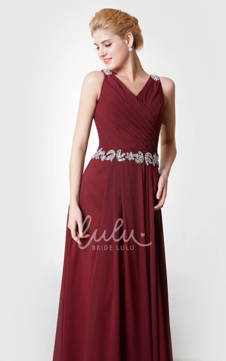 Chiffon Dress with Beaded Straps Cowl and Flowy Skirt