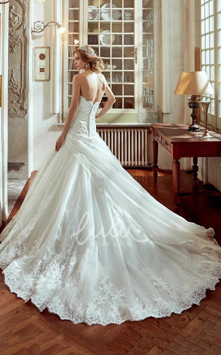 A-line Wedding Dress with Side Draping and Embroidery Unique A-line Wedding Dress with Side Draping