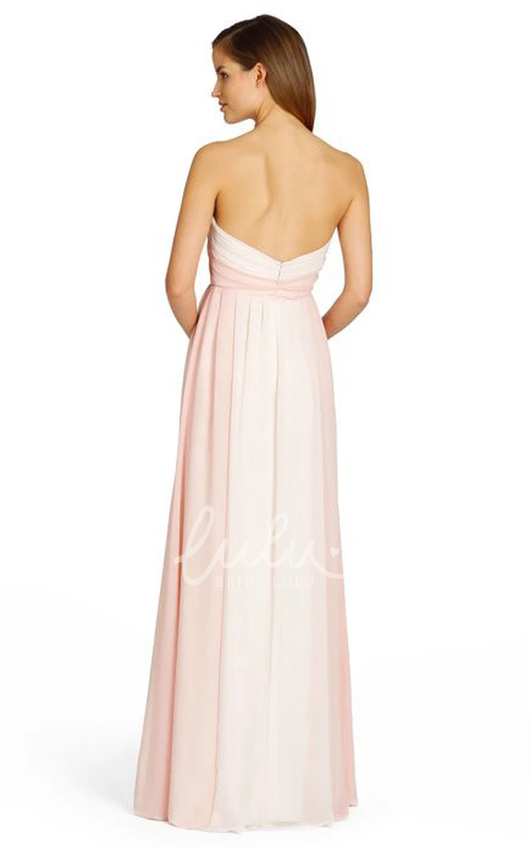 Strapless Ruched Chiffon Bridesmaid Dress with V Back Chic and Elegant