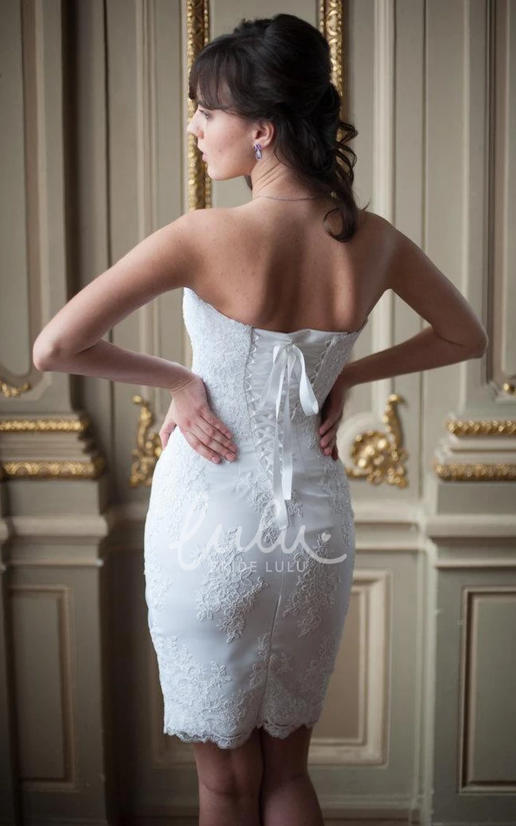 Short Lace Wedding Dress With Appliques Sweetheart Lace-Up Back