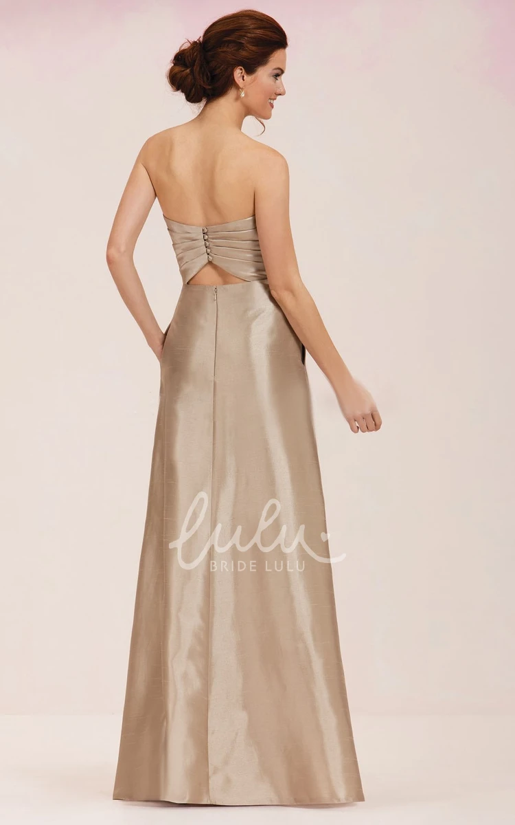 Floor-Length Sweetheart Bridesmaid Dress with Pockets and Keyhole Back