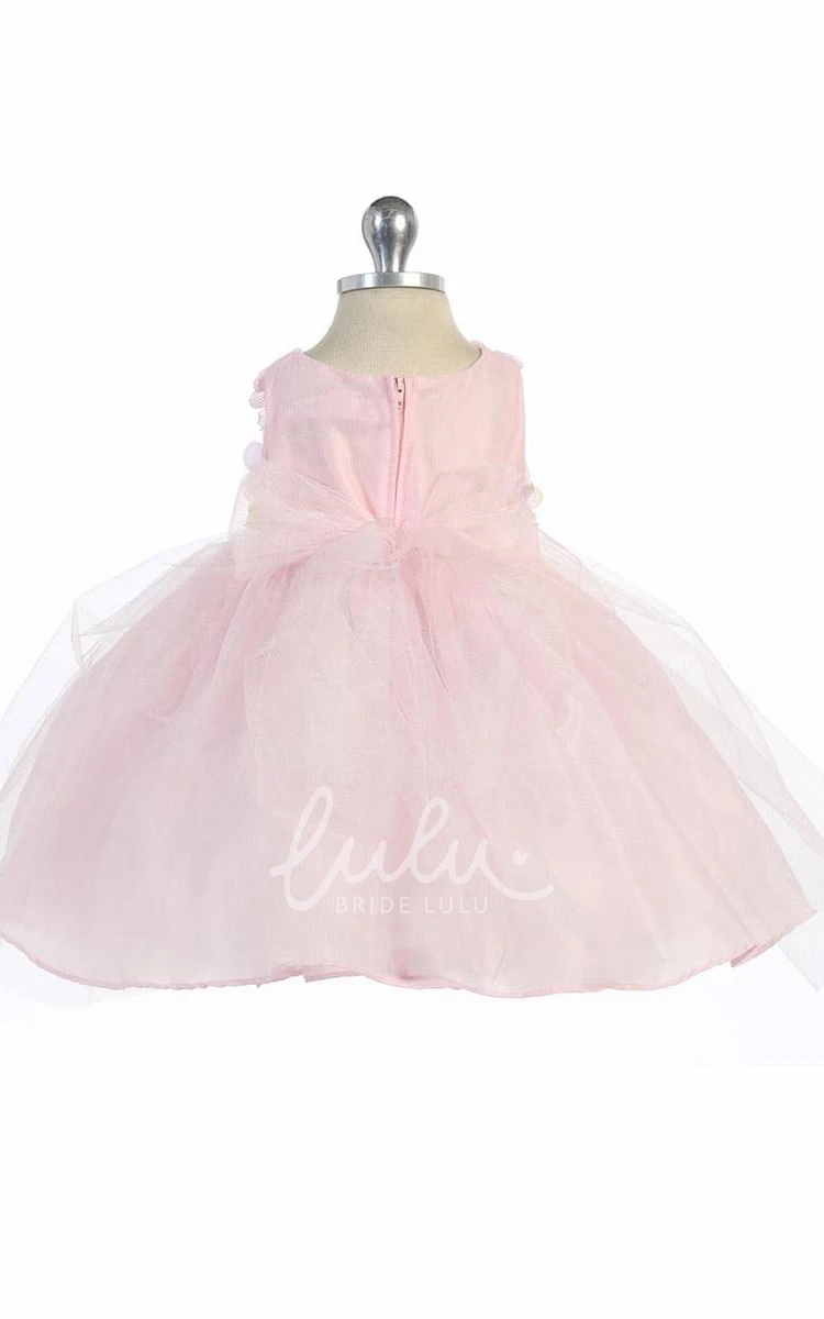 Floral Tulle Flower Girl Dress with Sequins Tea-Length Ribbon 2024