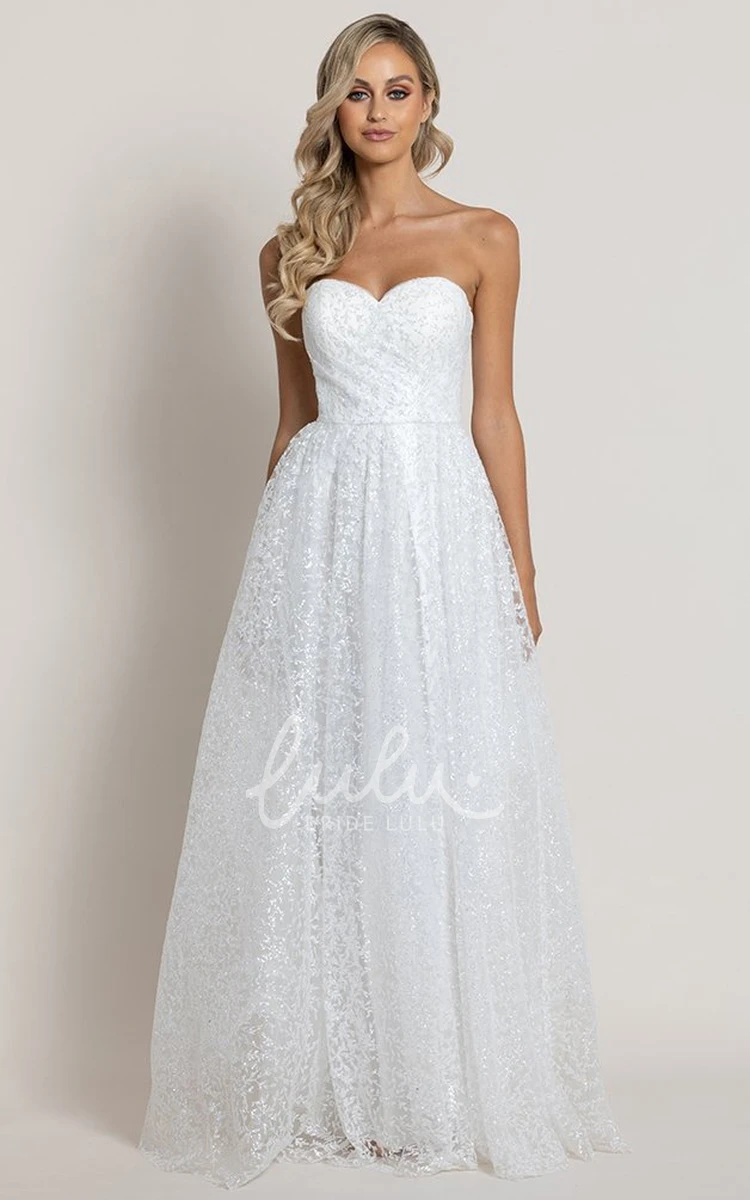 Casual Lace A Line Sweetheart Open Back Wedding Dress with Ruching