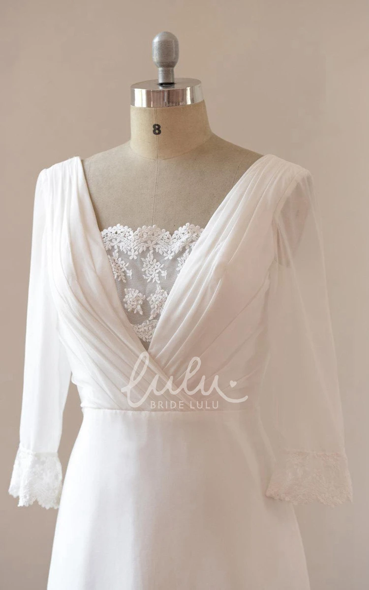 Chiffon Lace A-Line Wedding Dress with Satin Details