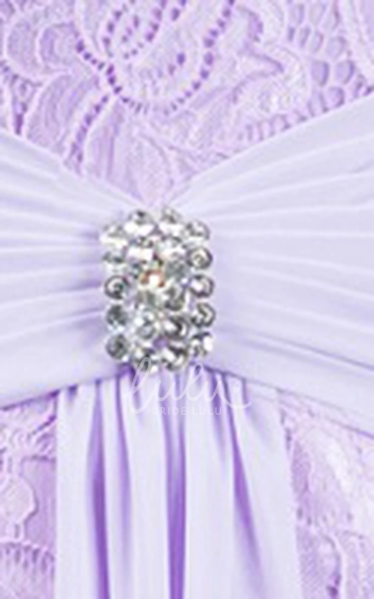 Lace Sheath V Neck Bridesmaid Dress with Crystal Waist Knot Long Bridesmaid Dress