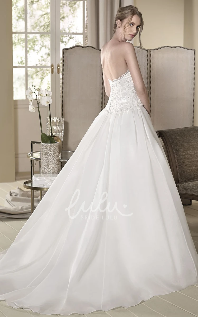 Organza Strapless A-Line Wedding Dress with Appliques