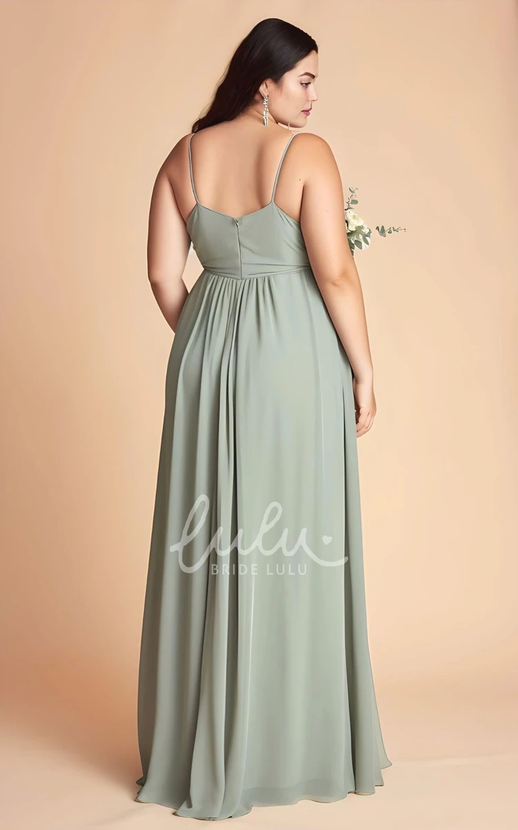 Plus Size Chiffon Bridesmaid Dress 2024 A-Line Floor-length
