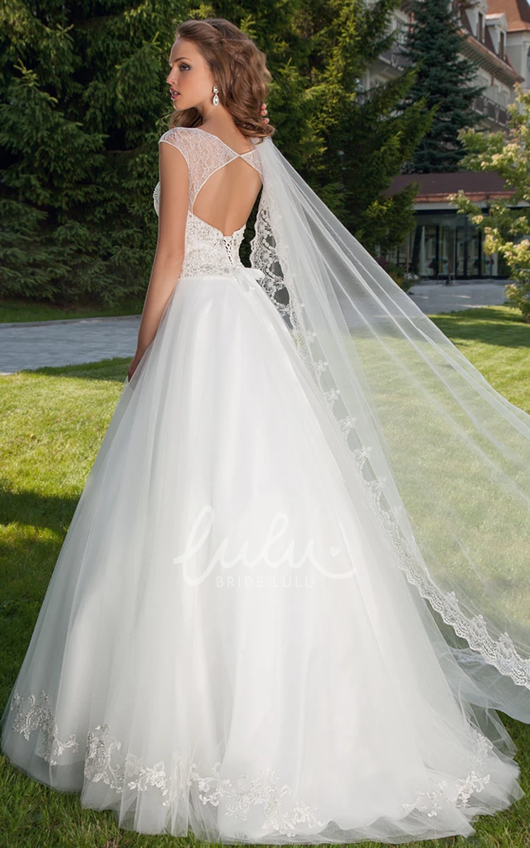 Jeweled Tulle Wedding Dress with Cape Ball Gown Sleeveless