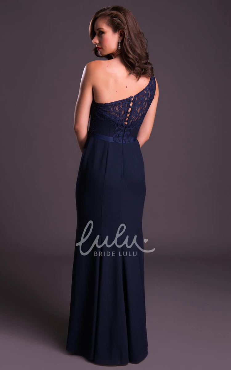 Appliqued Chiffon One-Shoulder Prom Dress Floor-Length Sleeveless