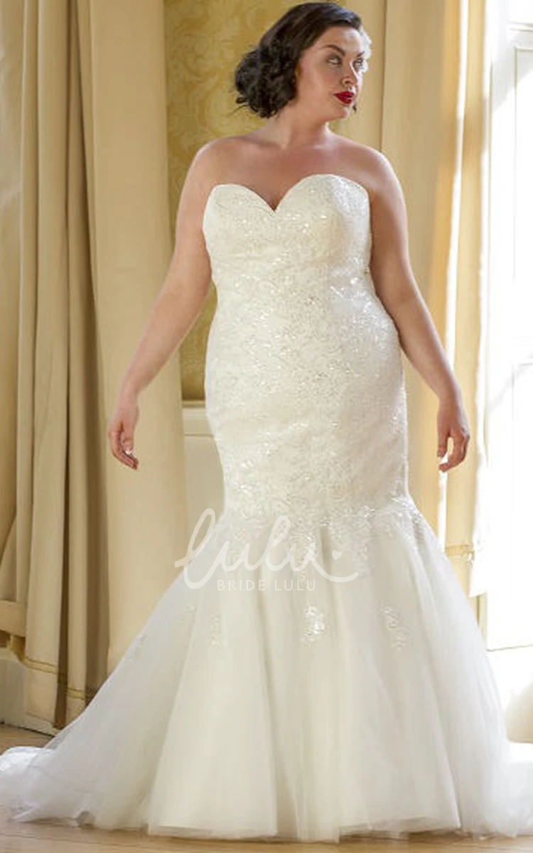 Mermaid Organza Lace-Up Bridal Gown with Removable Short-Sleeve Lace Top