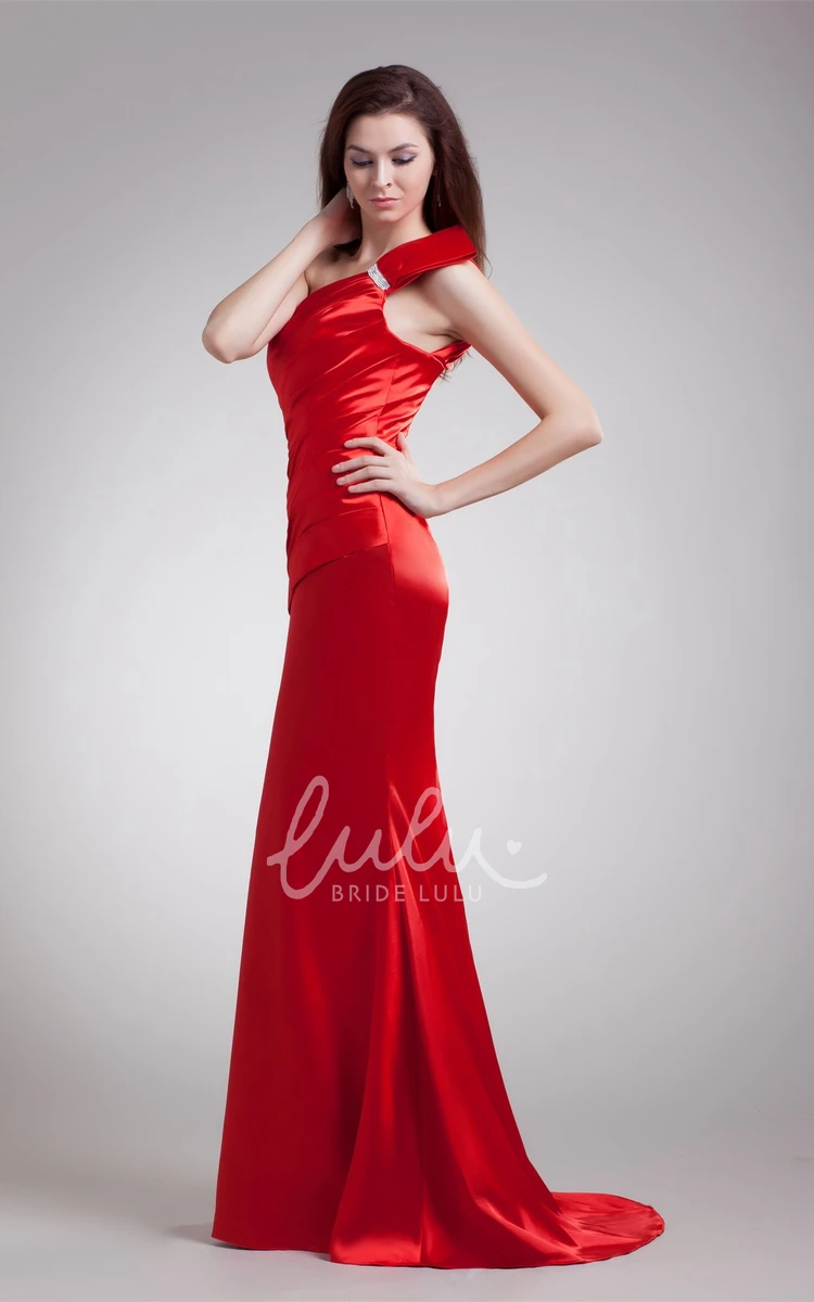 Satin One-Shoulder Ruched Evening Dress Formal Formal Dress