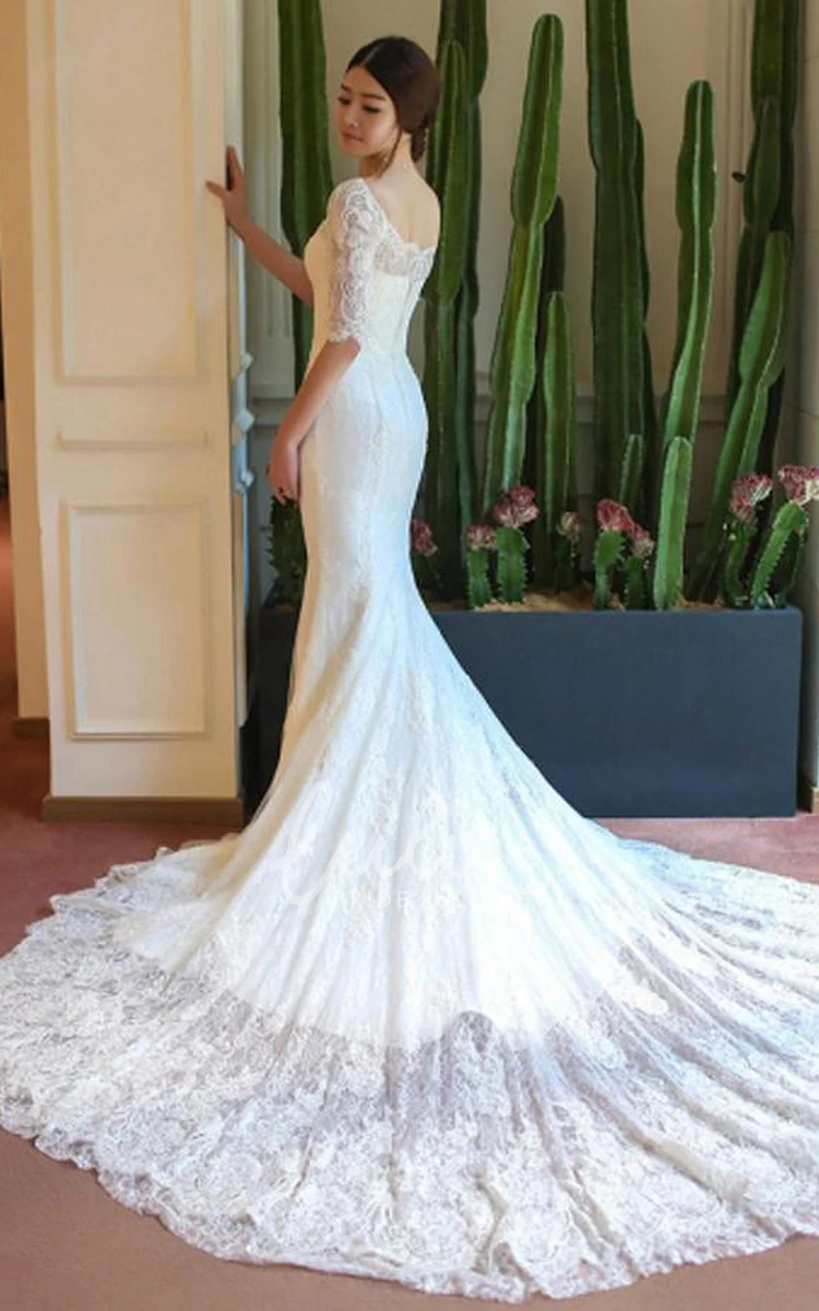 Off-the-Shoulder Lace Mermaid Wedding Dress with Zipper