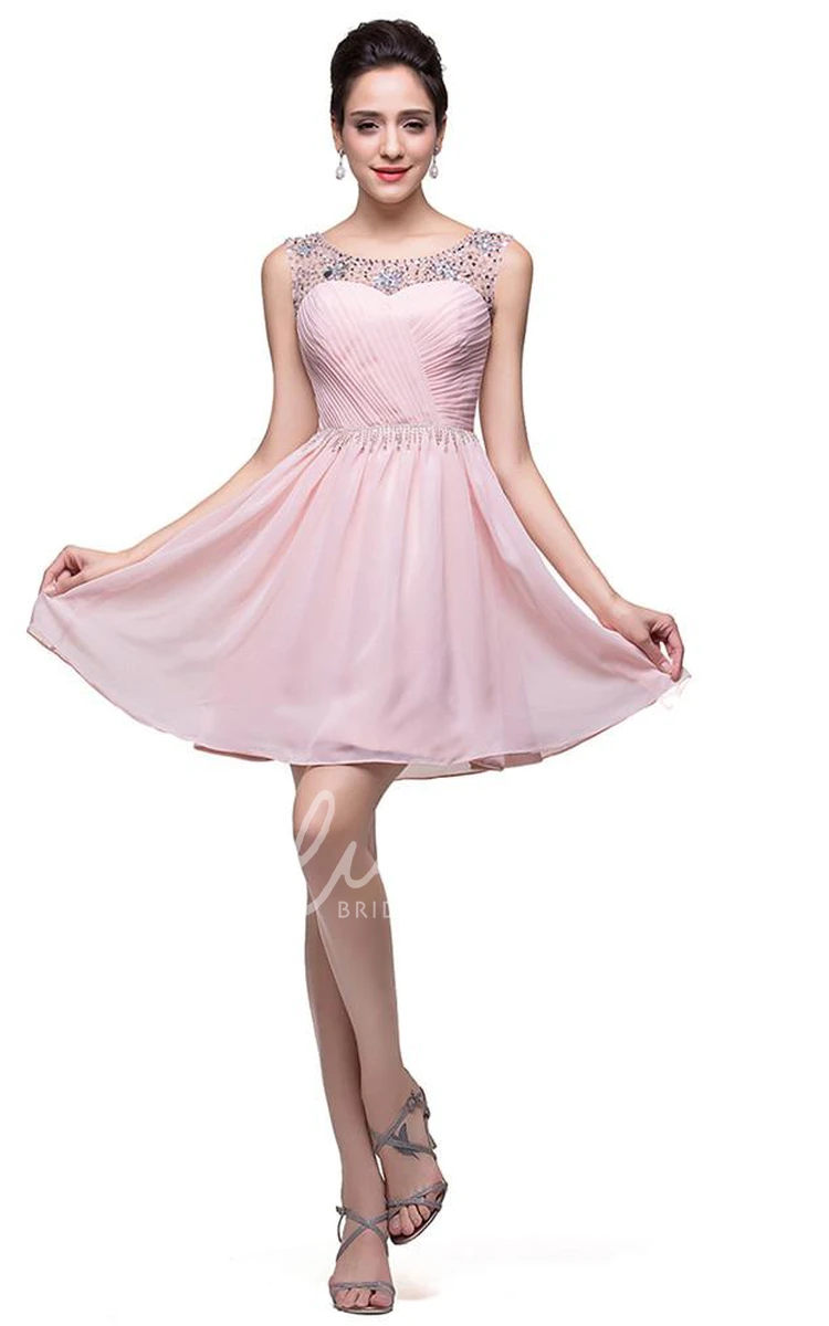 Sleeveless Crystal Chiffon Homecoming Dress Elegant & Short