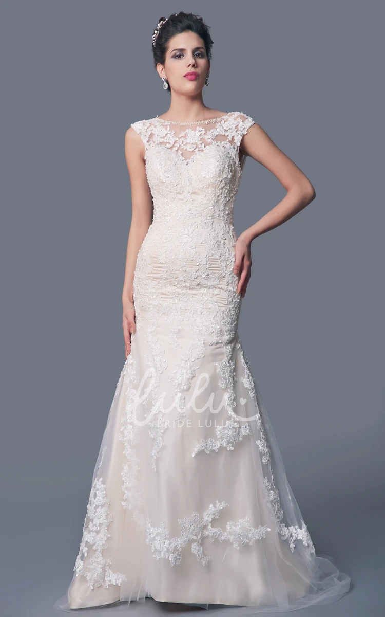 Mermaid Lace Wedding Dress with High Neck and Deep V Back