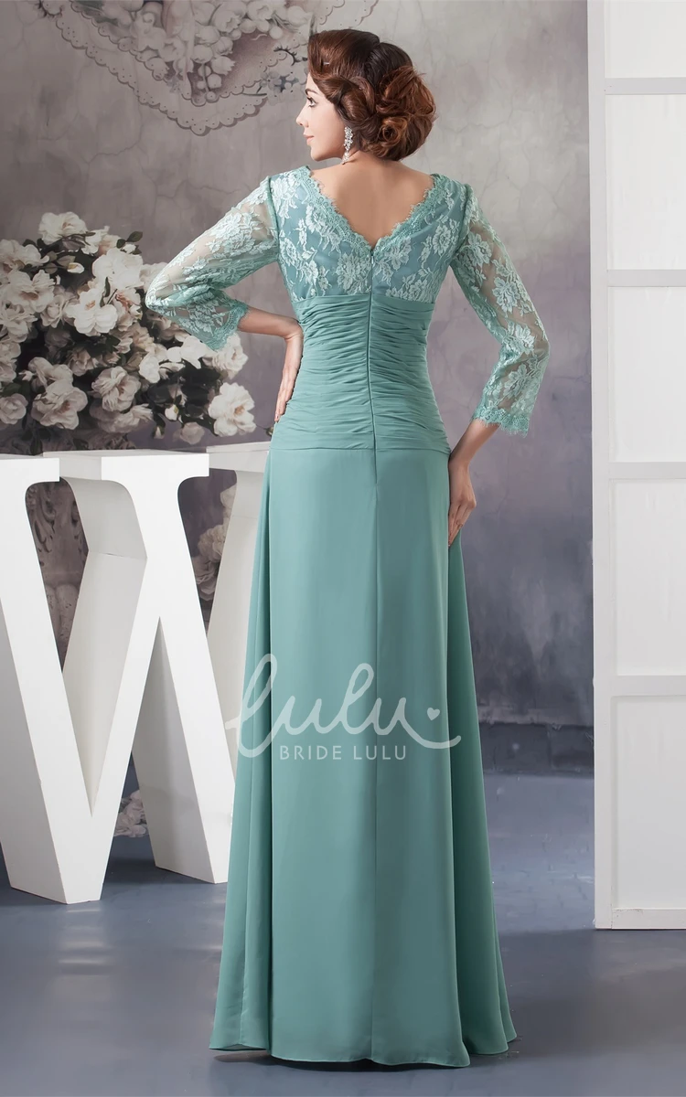 Chiffon Mother of the Bride Dress Empire V-Neck Lace Modern