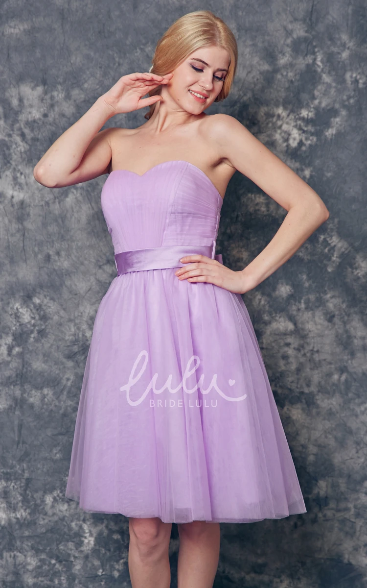 Strapless Backless A-line Tulle Dress with Sash Simple & Modern