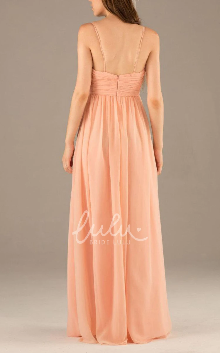 Spaghetti Straps A-line Chiffon Formal Dress with Sweetheart Neckline