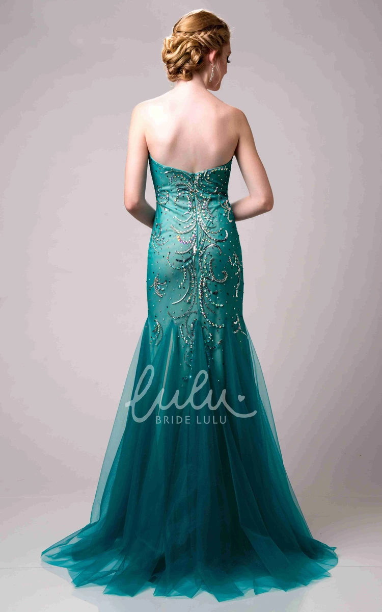 Sequin Mermaid Strapless Sweetheart Prom Dress with Tulle Glittery Elegant 2024 Women's Dress