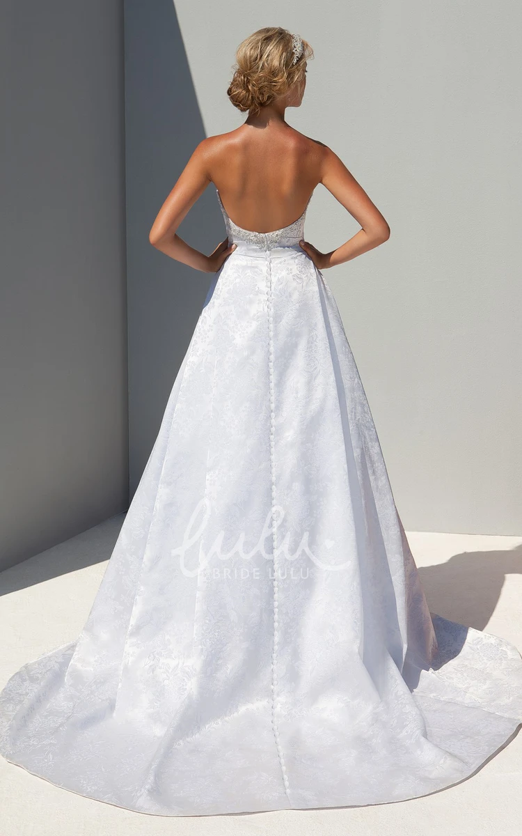 Sweetheart Satin A-Line Wedding Dress with Beaded Embellishments