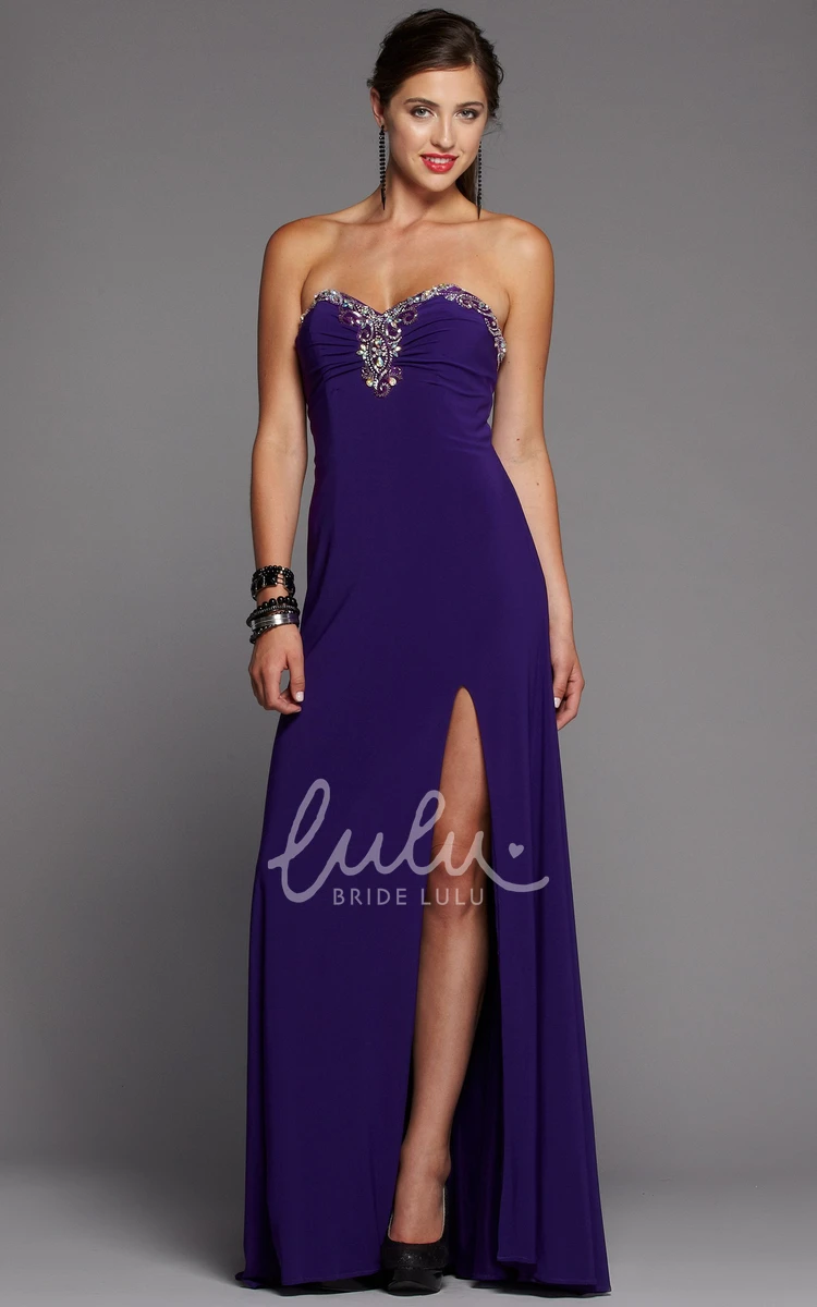 Sheath Lace-Up Bridesmaid Dress with Sweetheart Neckline and Beading