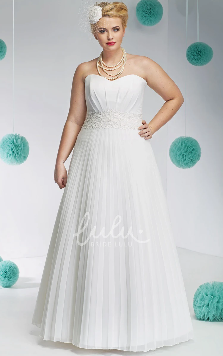 Sweetheart Satin&Organza A-Line Wedding Dress with Appliques Plus Size