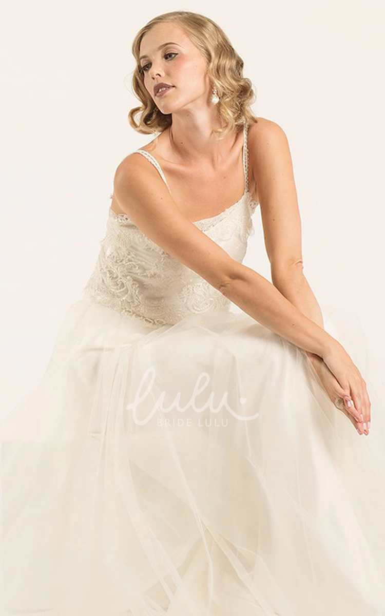 Appliqued Tulle Sleeveless Wedding Dress A-Line Bridal Gown