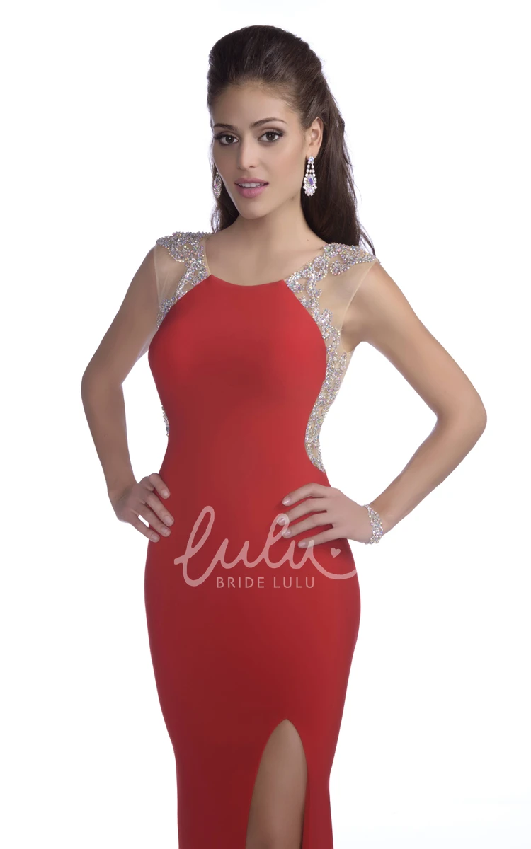 Jersey Trumpet Prom Dress with Sleeveless Design and Beaded Appliques Modern Prom Dress